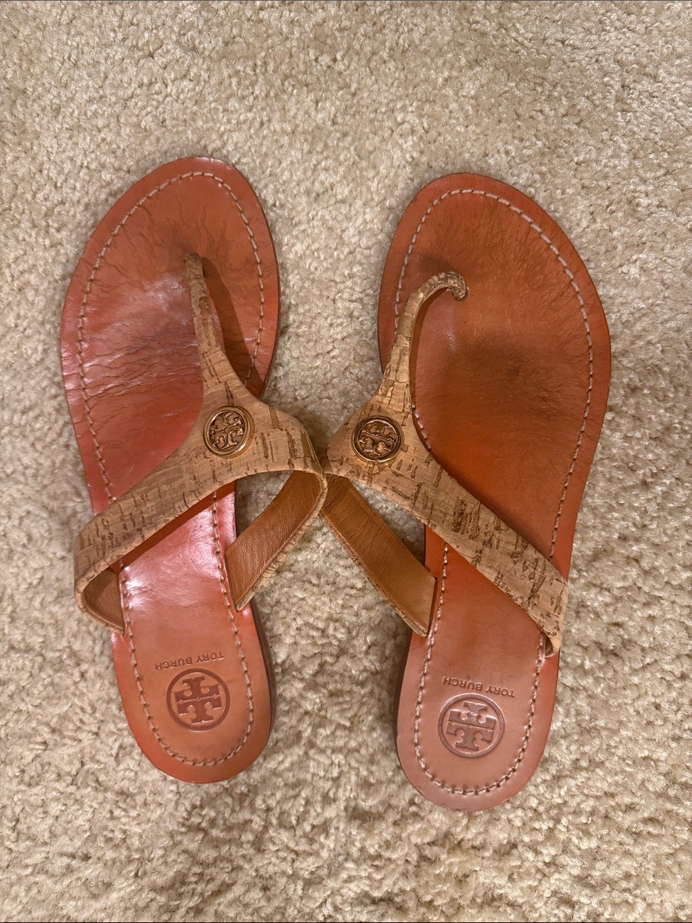 Tory Burch Cork and Leather Slide Sandals sz 8